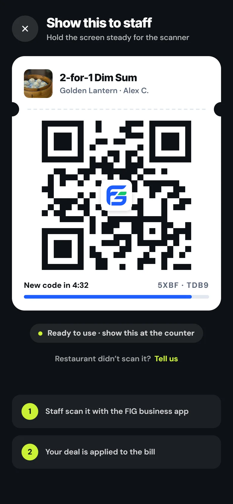 QR code to show staff